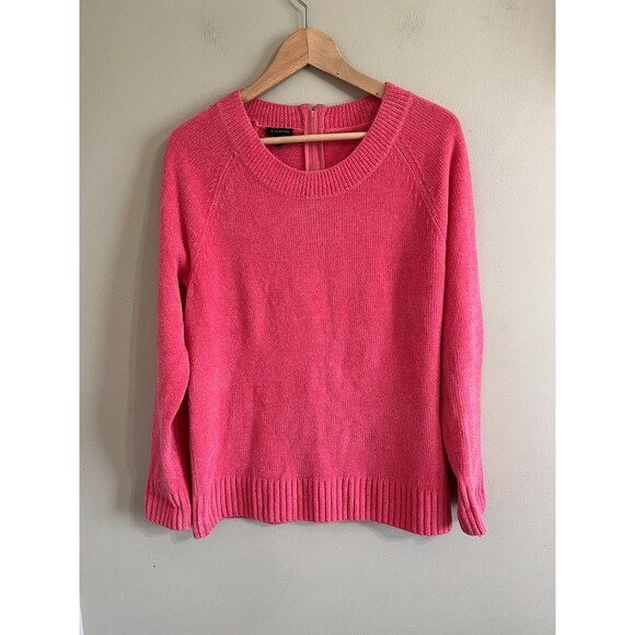 TALBOTS chenille crew neck Cozy sweater in bright pink size Large Casual - Picture 1 of 6
